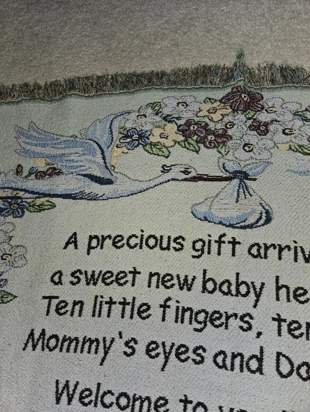 New Baby Keepsake Throw Tapestry
